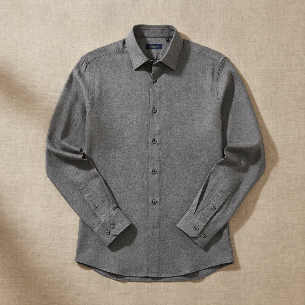 Camicia Uomo in Cotone Leggero – Colletto Classico Estivo - Grigio Chiaro