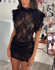 Vestito Corto Donna Bodycon – Vita Alta Senza Maniche Plissettato a Blocchi di Colore