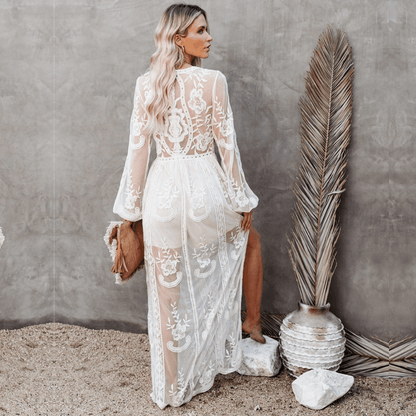 Abito da Sposa Hippie Chic in Pizzo con Maniche Lunghe | Sildora