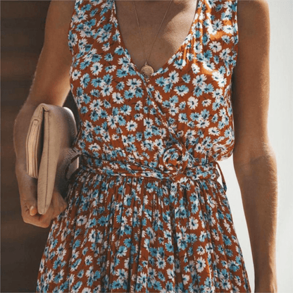 Sildora Abito Lungo Stile Boho Chic Estivo a Fiori Donna - Multicolor