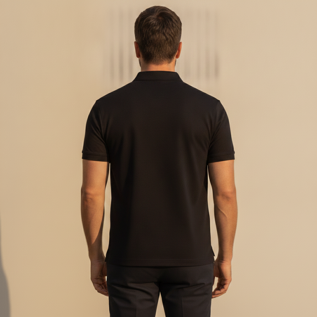 Polo Uomo Slim Fit in Cotone Elasticizzato – Vestibilità Aderente Moderna - vista posteriore