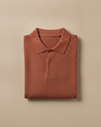 Polo Uomo Waffle Knit Testurizzata – Effetto Nido d'Ape Elegante - Terracotta