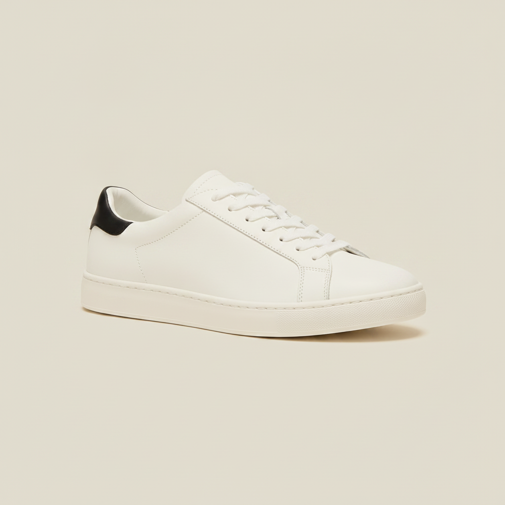 Sneakers Uomo Bianche Classiche – Stile Tennis Senza Tempo - Bianco e Nero