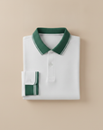 Polo Uomo con Bordi a Contrasto – Colletto e Polsini Rigati Eleganti - Verde con Bianco