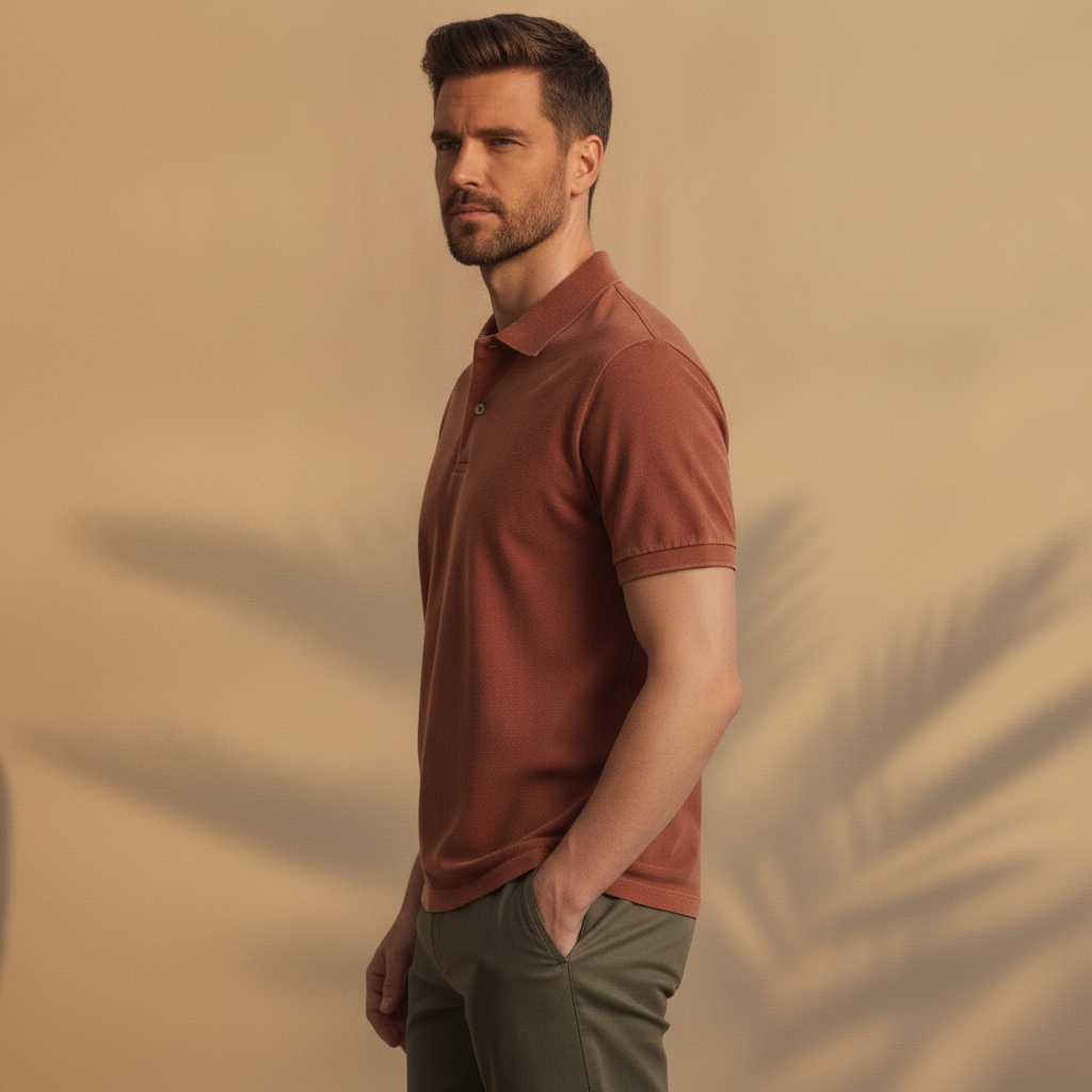 Polo Uomo Tinta in Capo – Colori Ricchi e Profondi Estivi - vista laterale