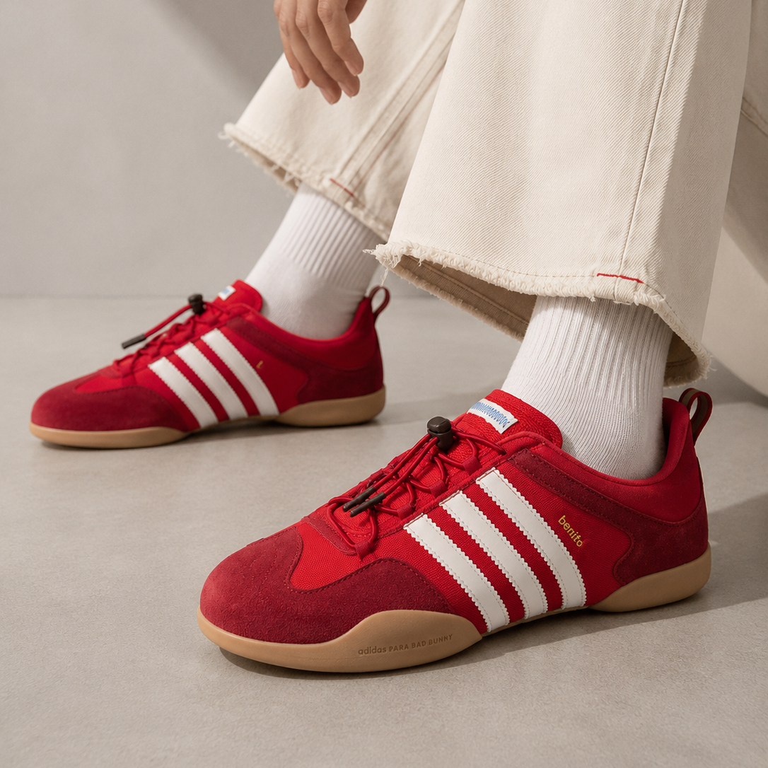 Adidas Ballerine Flamboyan Vivid Red x Bad Bunny ballerine donna in rosso - dettaglio tomaia
