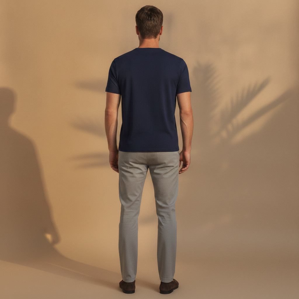 T-shirt Uomo Scollo a V in Cotone – Elegante e Versatile - vista posteriore