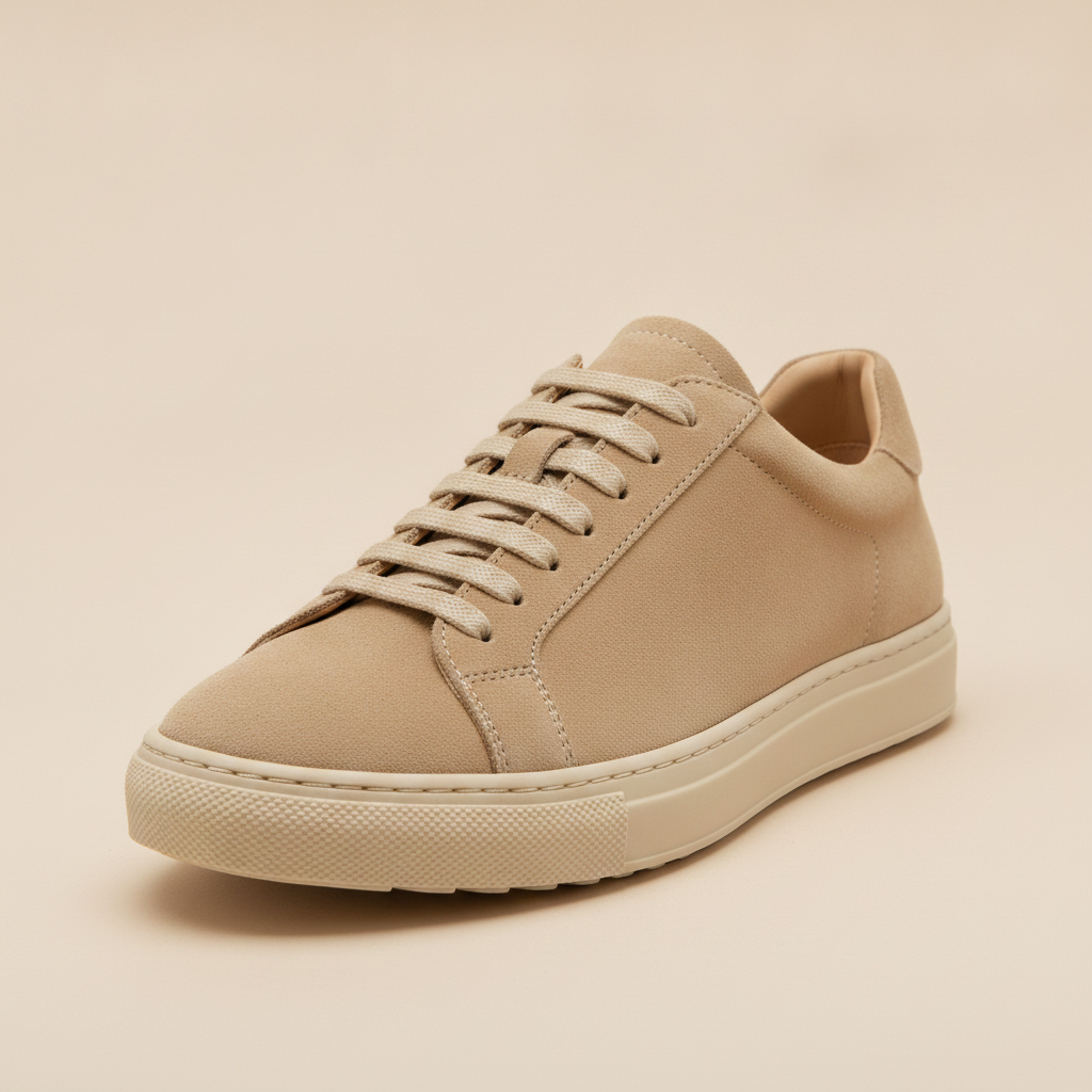Sneakers Uomo in Pelle Scamosciata Beige – Casual Chic Naturale - vista 3-4