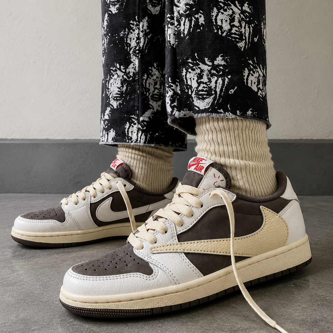Nike Air Jordan 1 Low OG Travis Scott Reverse Mocha Marrone Bianco Uomo - 4