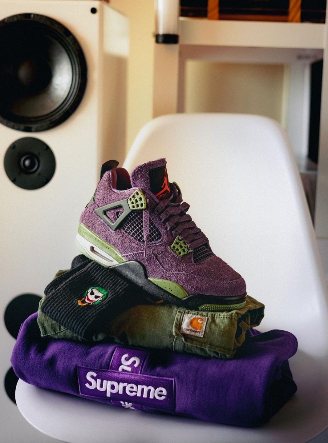 Nike Air Jordan 4 Retro Canyon Purple sneakers alte in viola bianco - dettaglio tallone