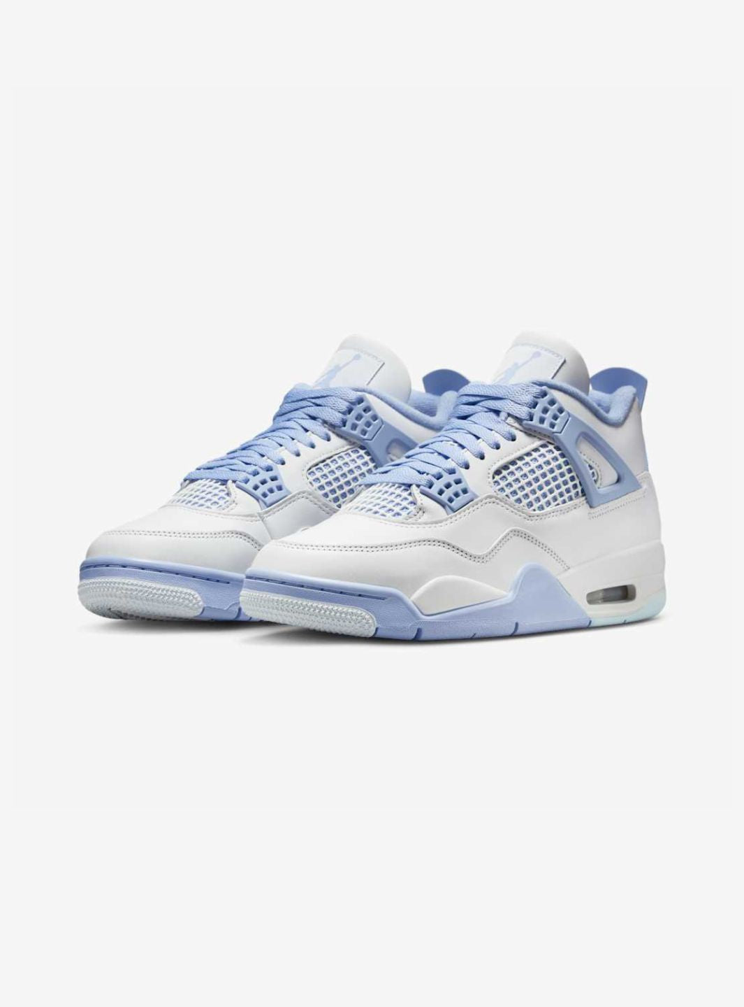 Nike Air Jordan 4 Retro Aluminum Forget Me Not sneakers alte in bianco azzurro - vista frontale