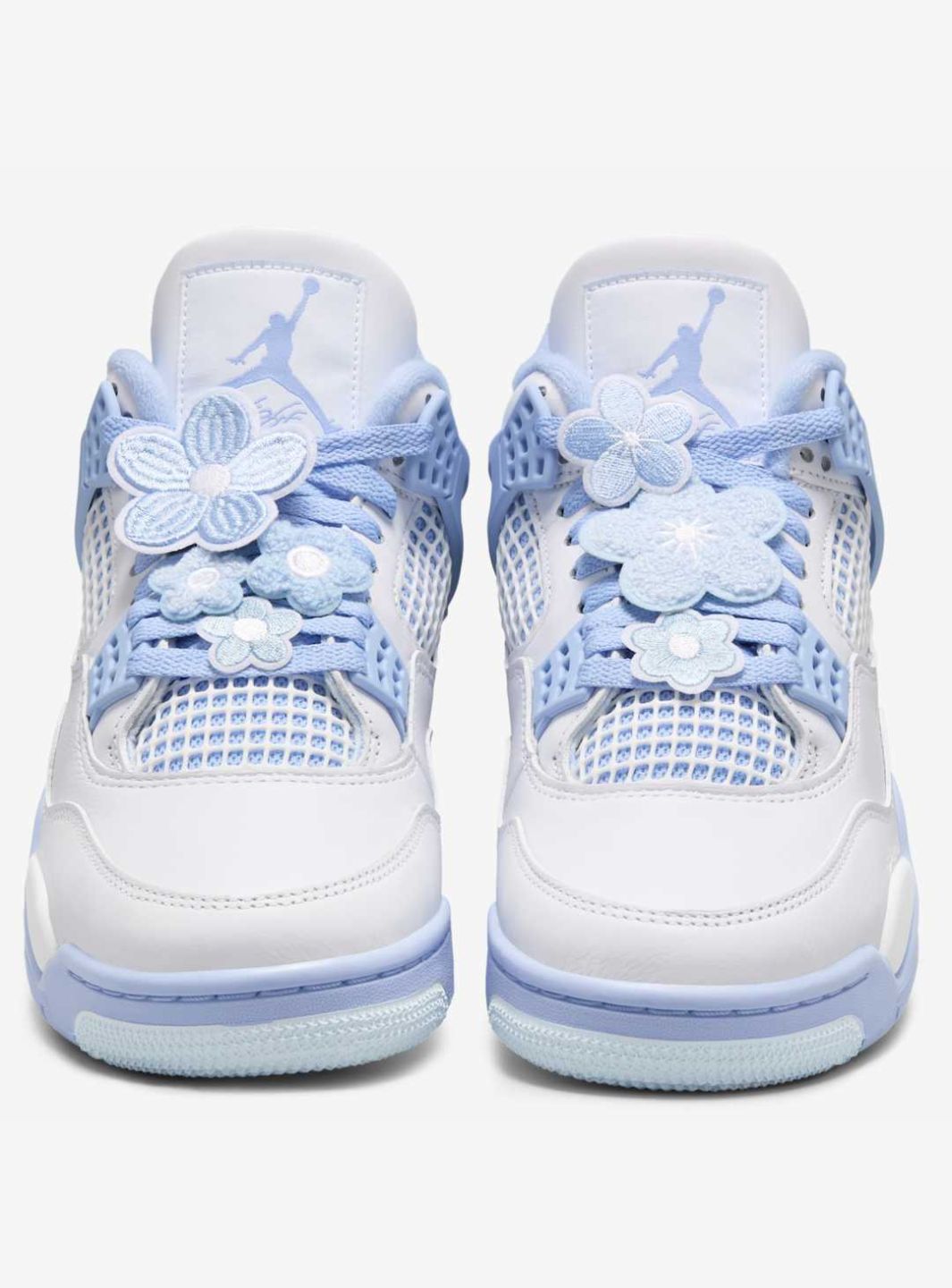 Nike Air Jordan 4 Retro Aluminum Forget Me Not sneakers alte in bianco azzurro - vista dall'alto