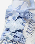 Nike Air Jordan 4 Retro Aluminum Forget Me Not sneakers alte in bianco azzurro - indossate