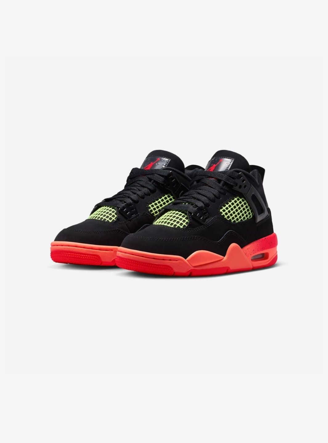 Nike Air Jordan 4 Retro Black Infrared Barely Volt sneakers alte in nero verde - vista frontale