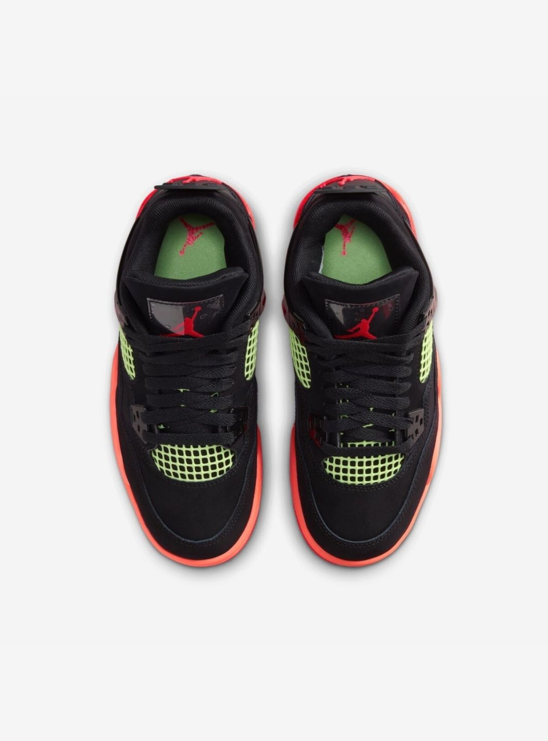Nike Air Jordan 4 Retro Black Infrared Barely Volt sneakers alte in nero verde - vista posteriore