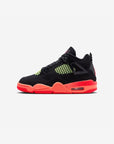 Nike Air Jordan 4 Retro Black Infrared Barely Volt sneakers alte in nero verde - vista laterale
