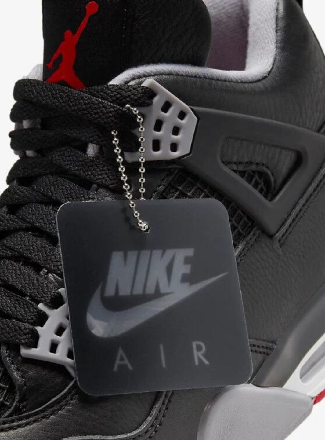 Nike Air Jordan 4 Retro Bred Reimagined sneakers alte in nero rosso - dettaglio tomaia