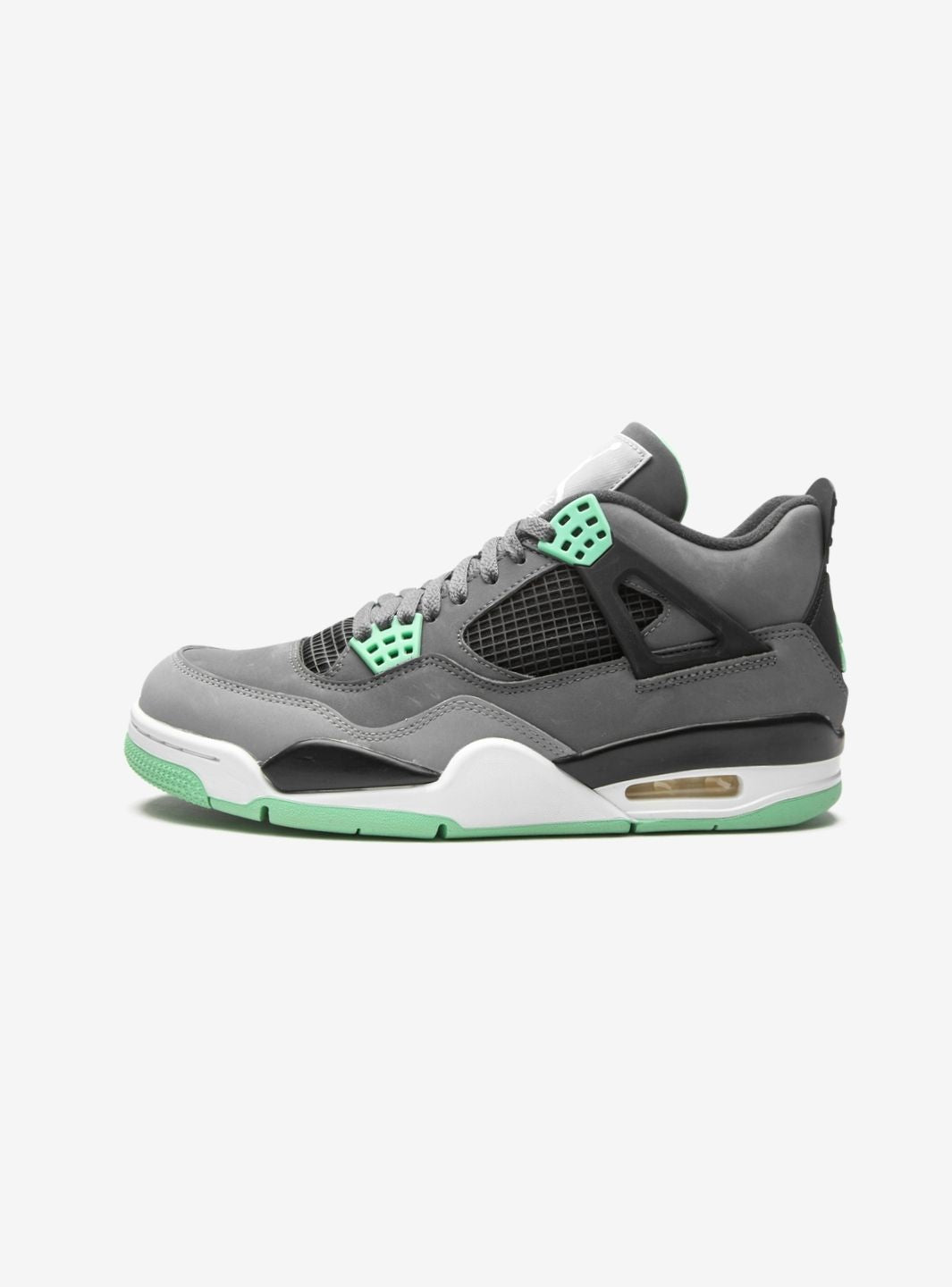 Nike Air Jordan 4 Retro Green Glow sneakers alte in nero verde - vista laterale