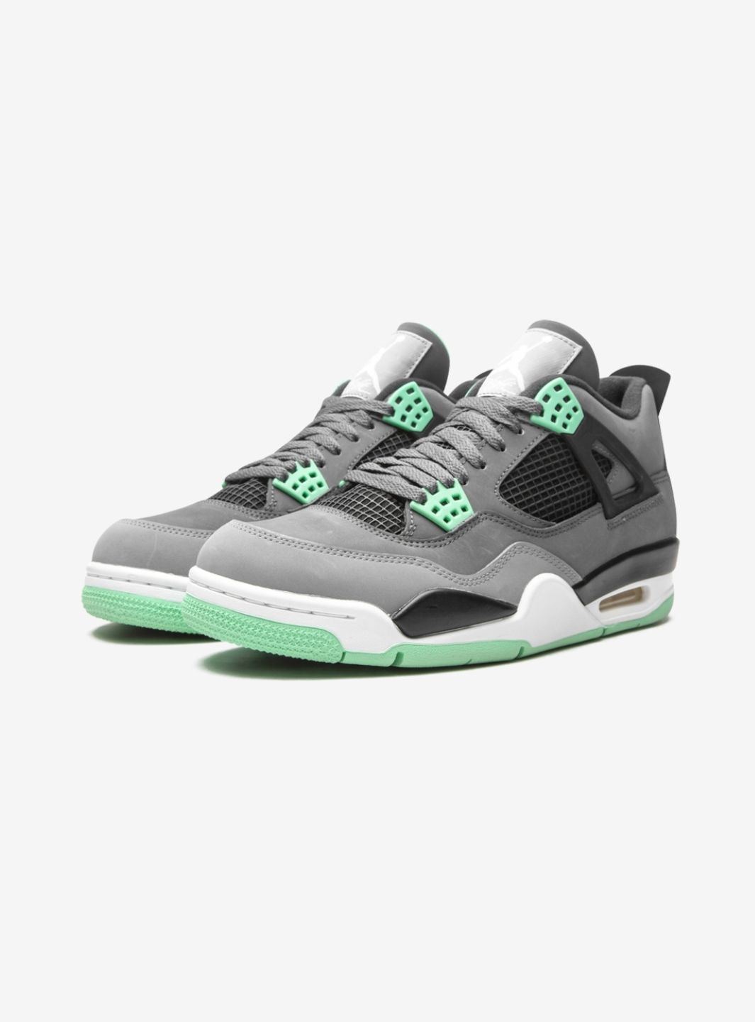 Nike Air Jordan 4 Retro Green Glow sneakers alte in nero verde - vista frontale