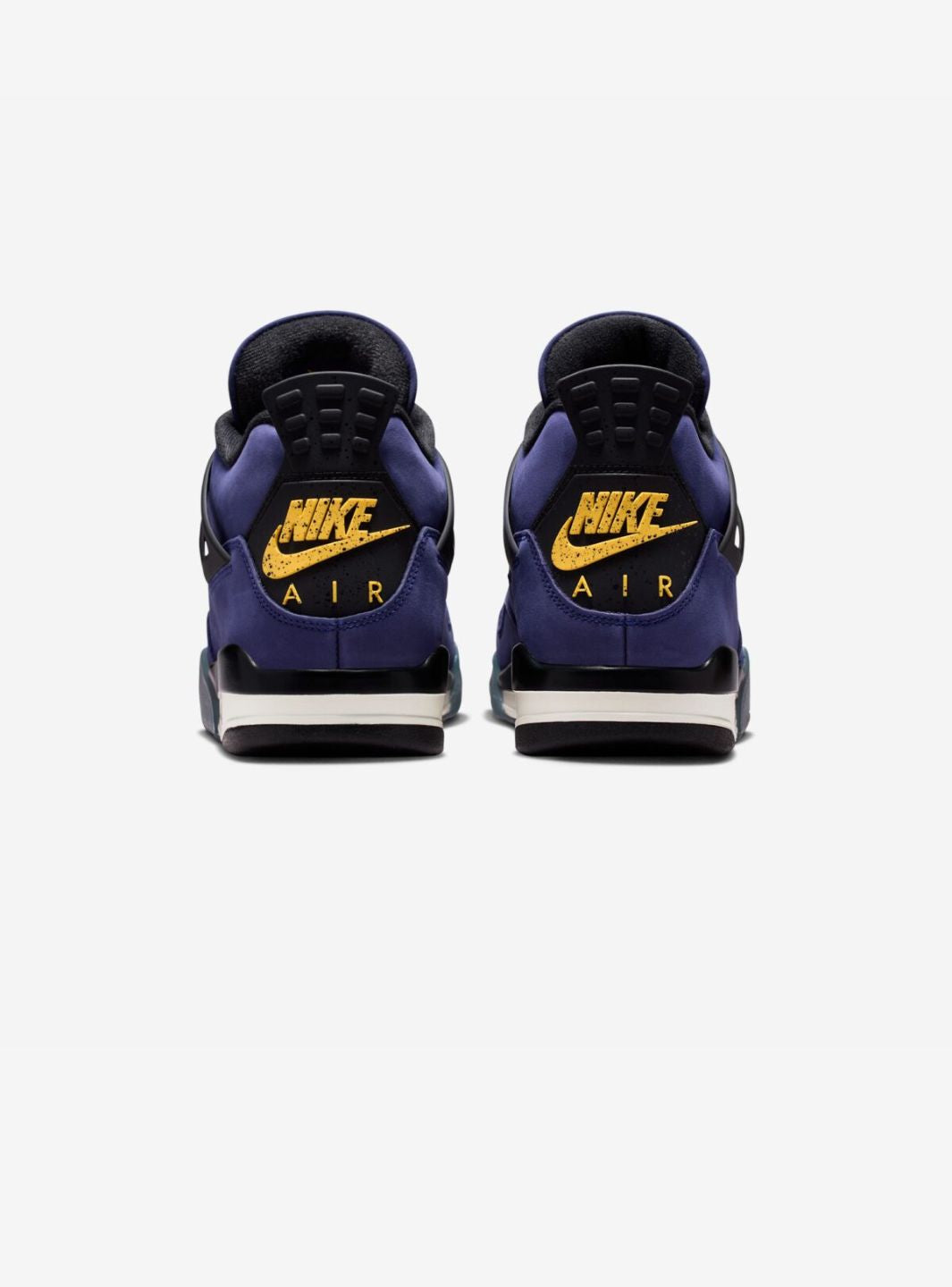 Nike Air Jordan 4 Retro Lakers sneakers alte in viola giallo - vista dall'alto