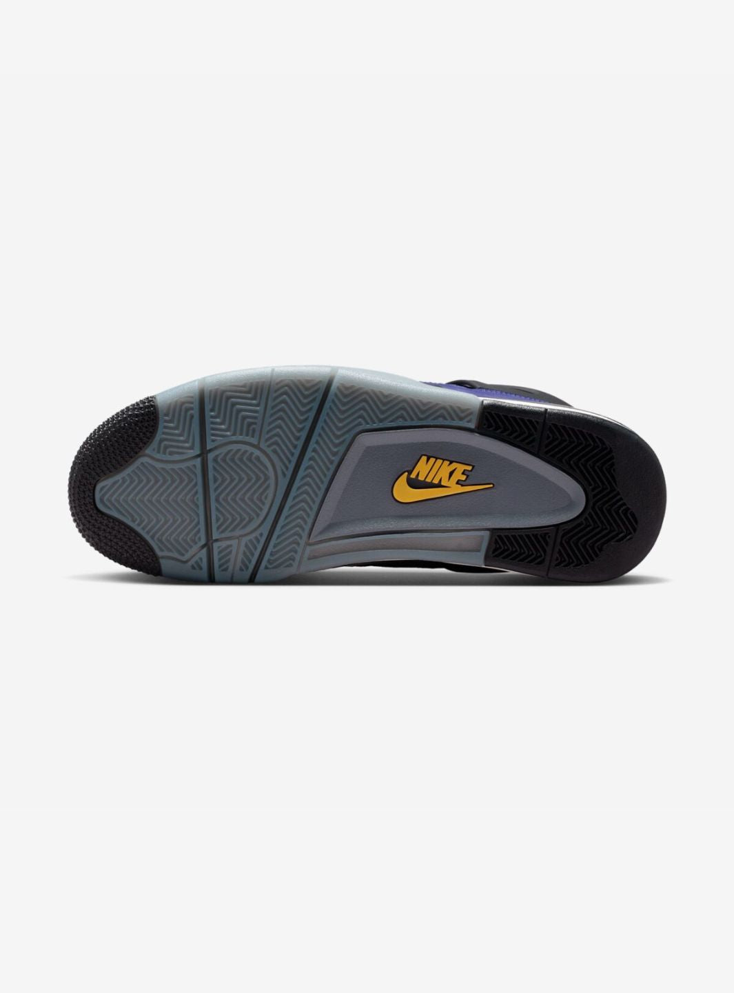 Nike Air Jordan 4 Retro Lakers sneakers alte in viola giallo - indossate