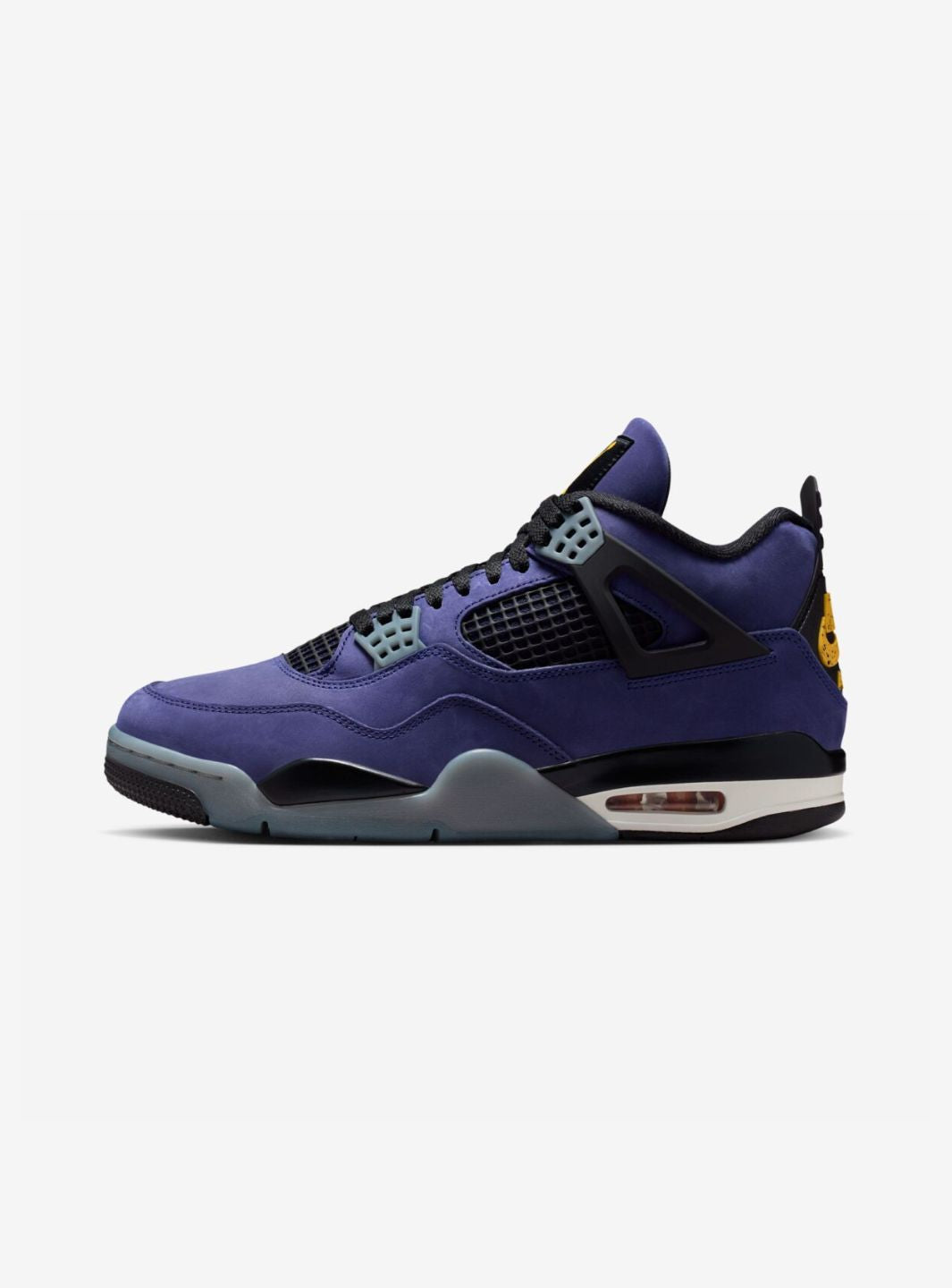 Nike Air Jordan 4 Retro Lakers sneakers alte in viola giallo - vista laterale