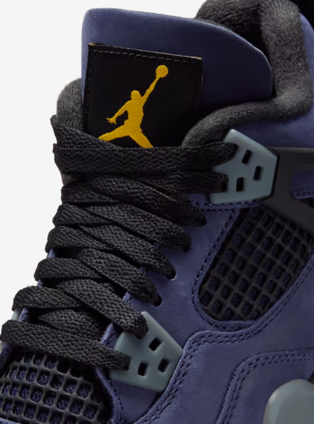 Nike Air Jordan 4 Retro Lakers sneakers alte in viola giallo - dettaglio suola