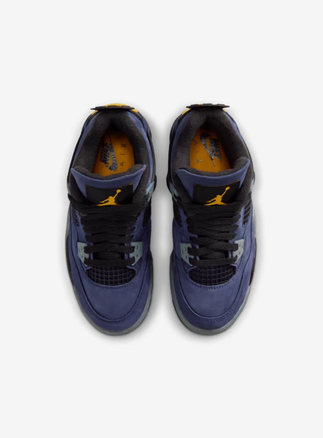 Nike Air Jordan 4 Retro Lakers sneakers alte in viola giallo - vista posteriore