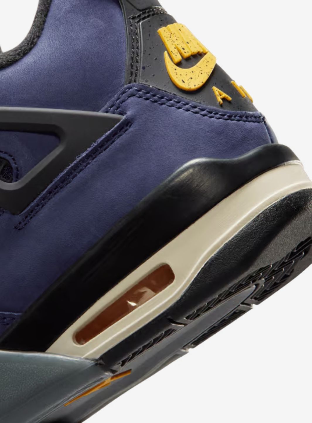 Nike Air Jordan 4 Retro Lakers sneakers alte in viola giallo - dettaglio tomaia