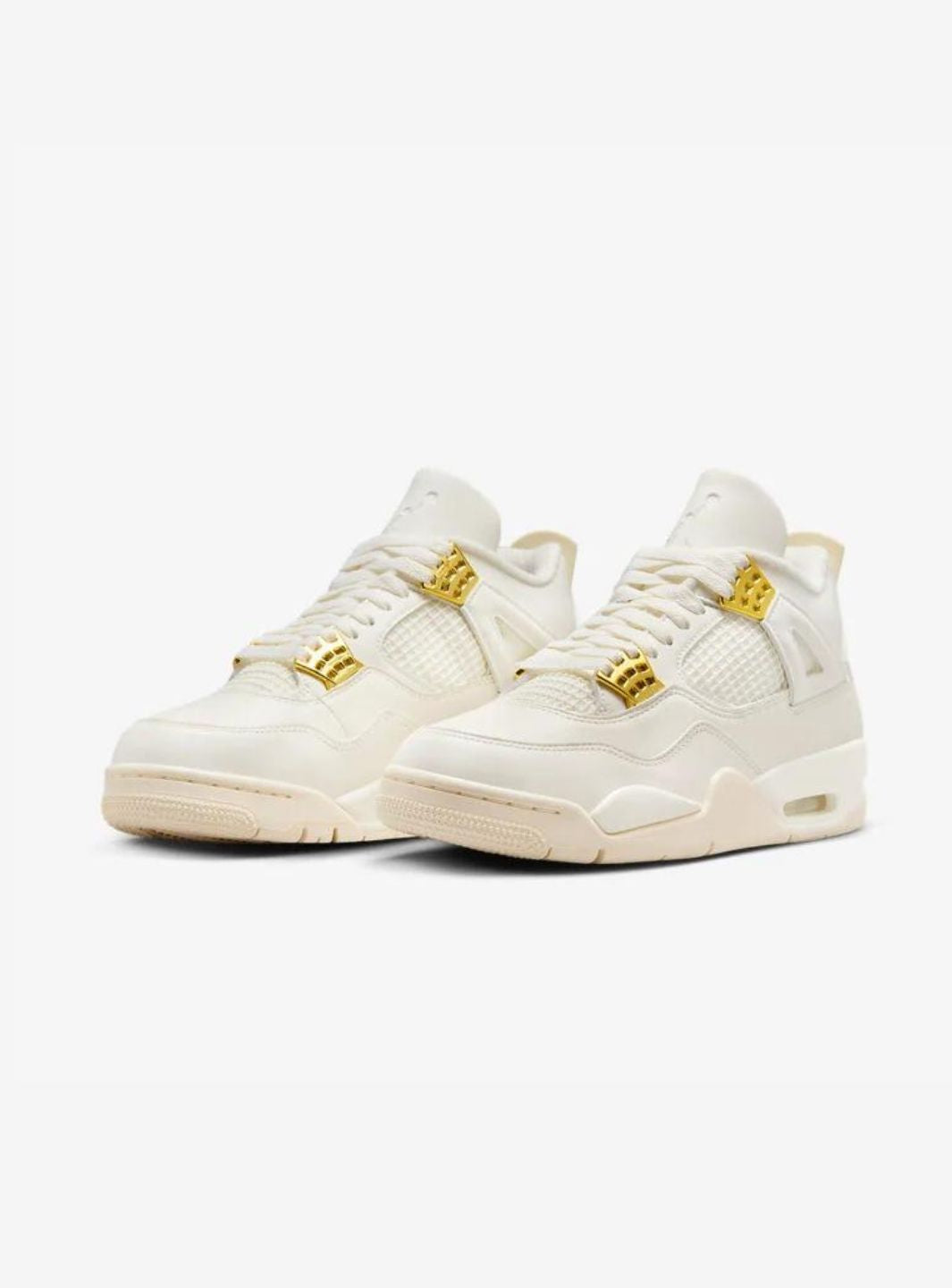 Nike Air Jordan 4 Retro Metallic Gold sneakers alte in bianco oro - vista frontale