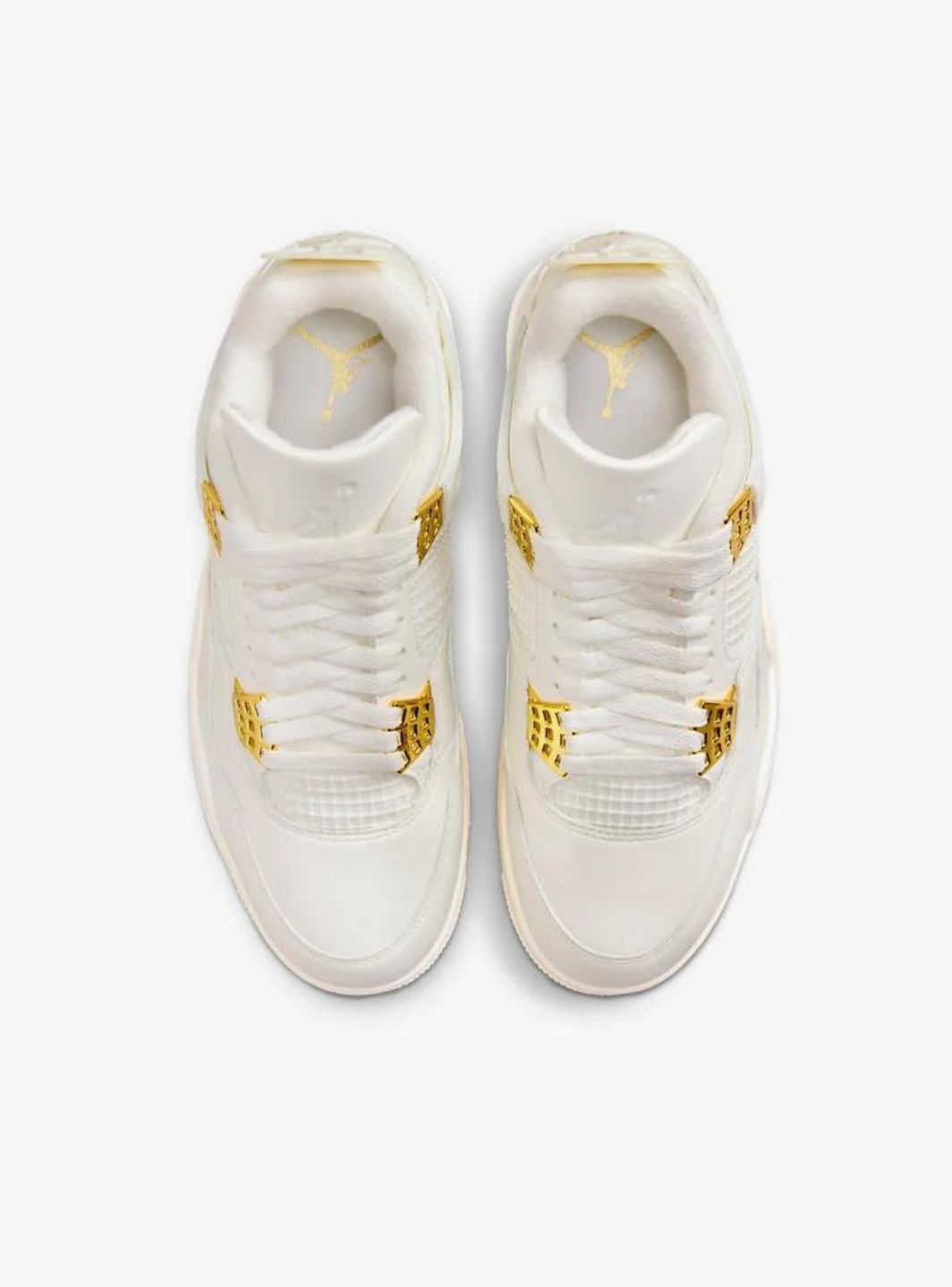 Nike Air Jordan 4 Retro Metallic Gold sneakers alte in bianco oro - vista posteriore