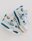 Nike Air Jordan 4 Retro Military Blue sneakers alte in bianco blu - dettaglio suola