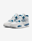 Nike Air Jordan 4 Retro Military Blue sneakers alte in bianco blu - vista frontale