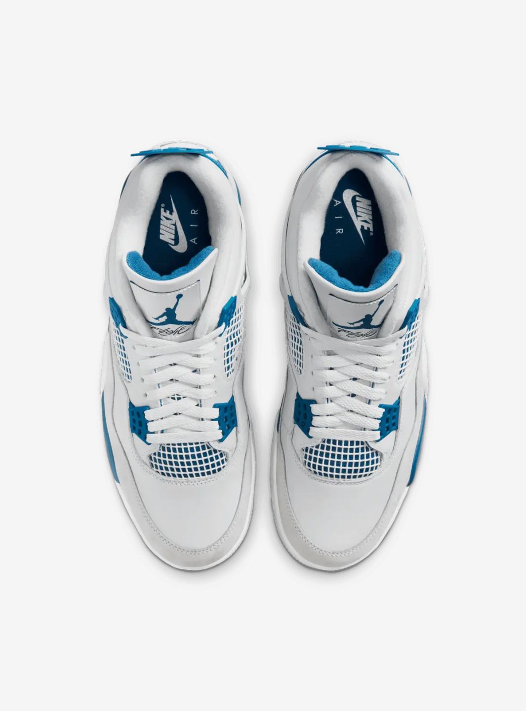Nike Air Jordan 4 Retro Military Blue sneakers alte in bianco blu - dettaglio tomaia
