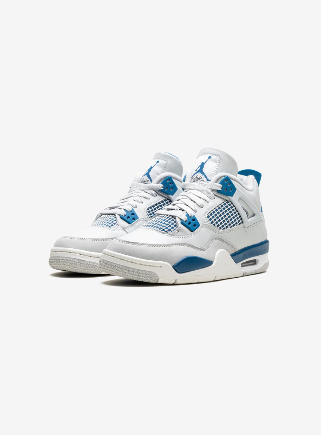 Nike Air Jordan 4 Retro Military Blue sneakers alte in bianco blu - vista frontale