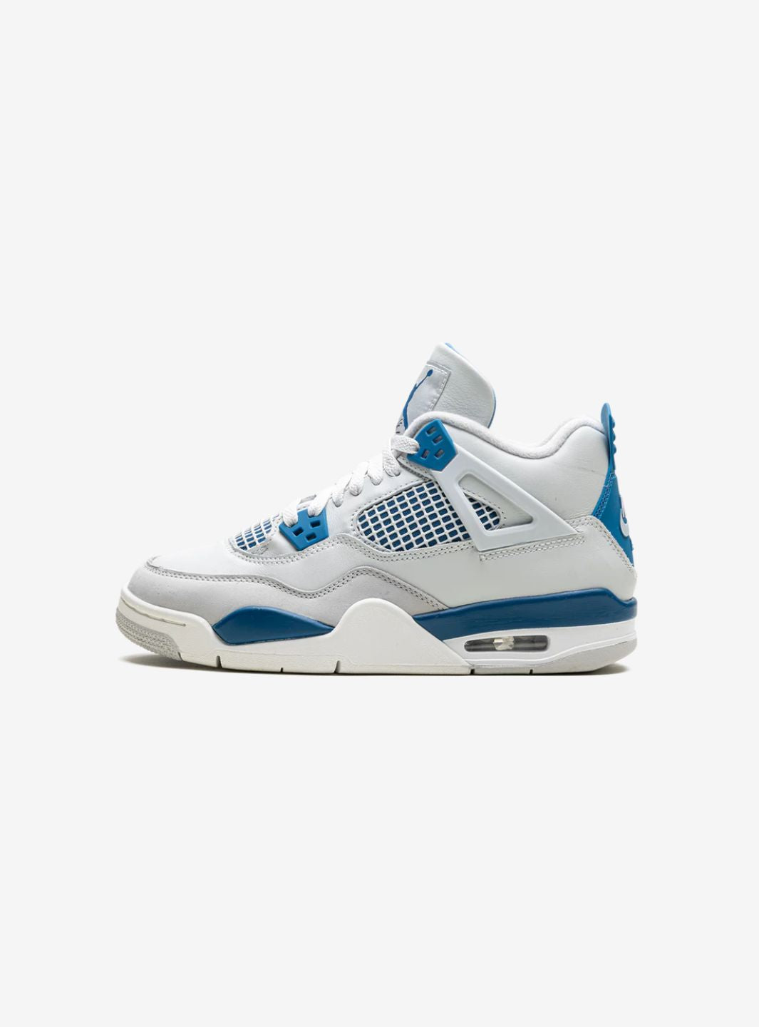 Nike Air Jordan 4 Retro Military Blue sneakers alte in bianco blu - vista laterale
