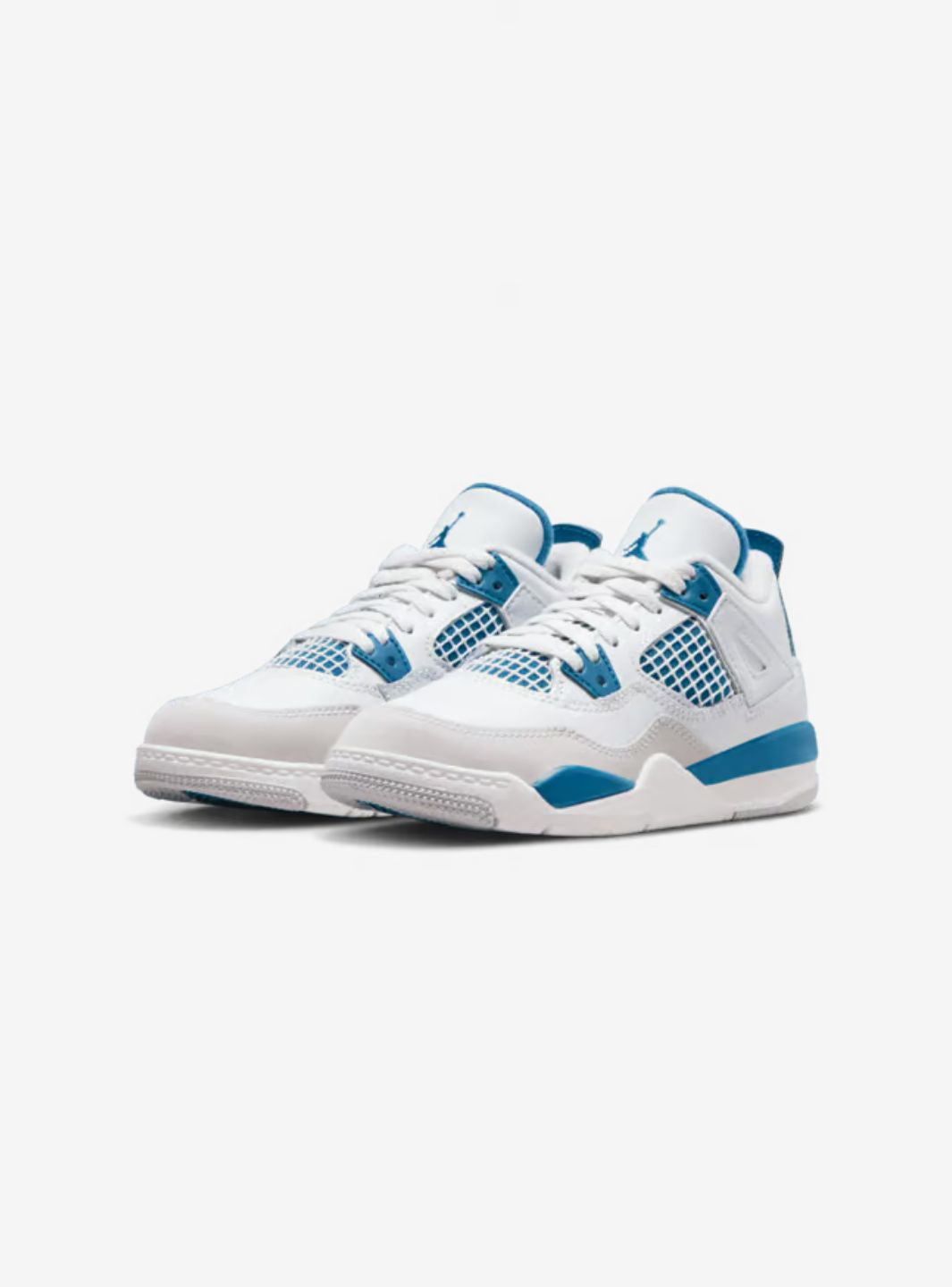 Nike Air Jordan 4 Retro Military Blue sneakers alte in bianco blu - vista frontale