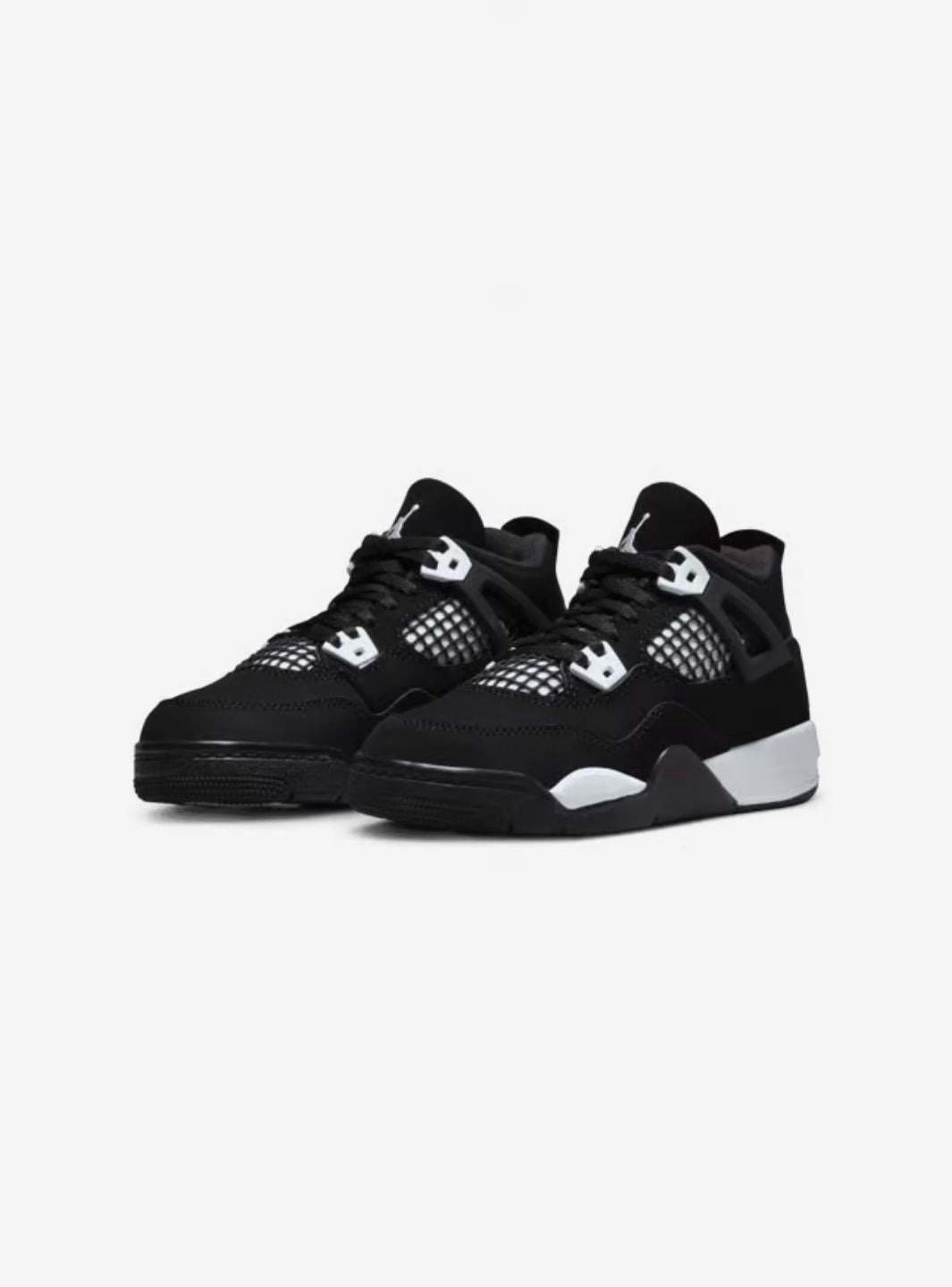 Nike Air Jordan 4 Retro White Thunder sneakers alte in bianco nero - vista frontale