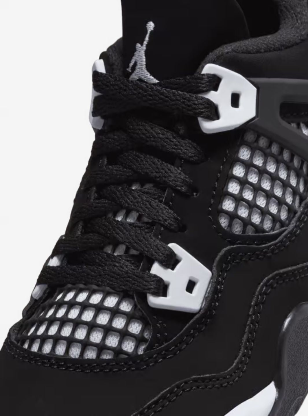 Nike Air Jordan 4 Retro White Thunder sneakers alte in bianco nero - dettaglio suola