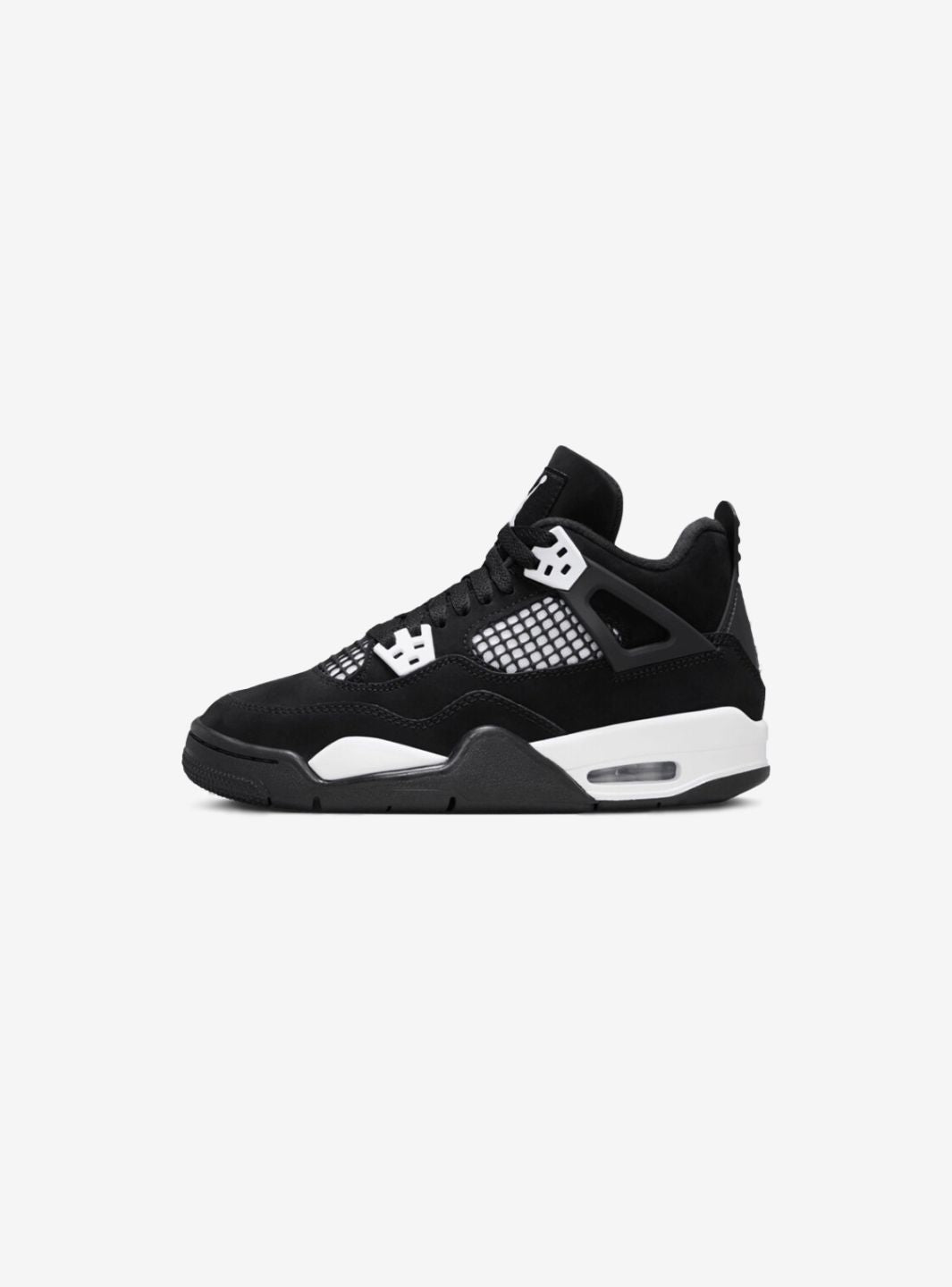 Nike Air Jordan 4 Retro White Thunder sneakers alte in bianco nero - vista laterale