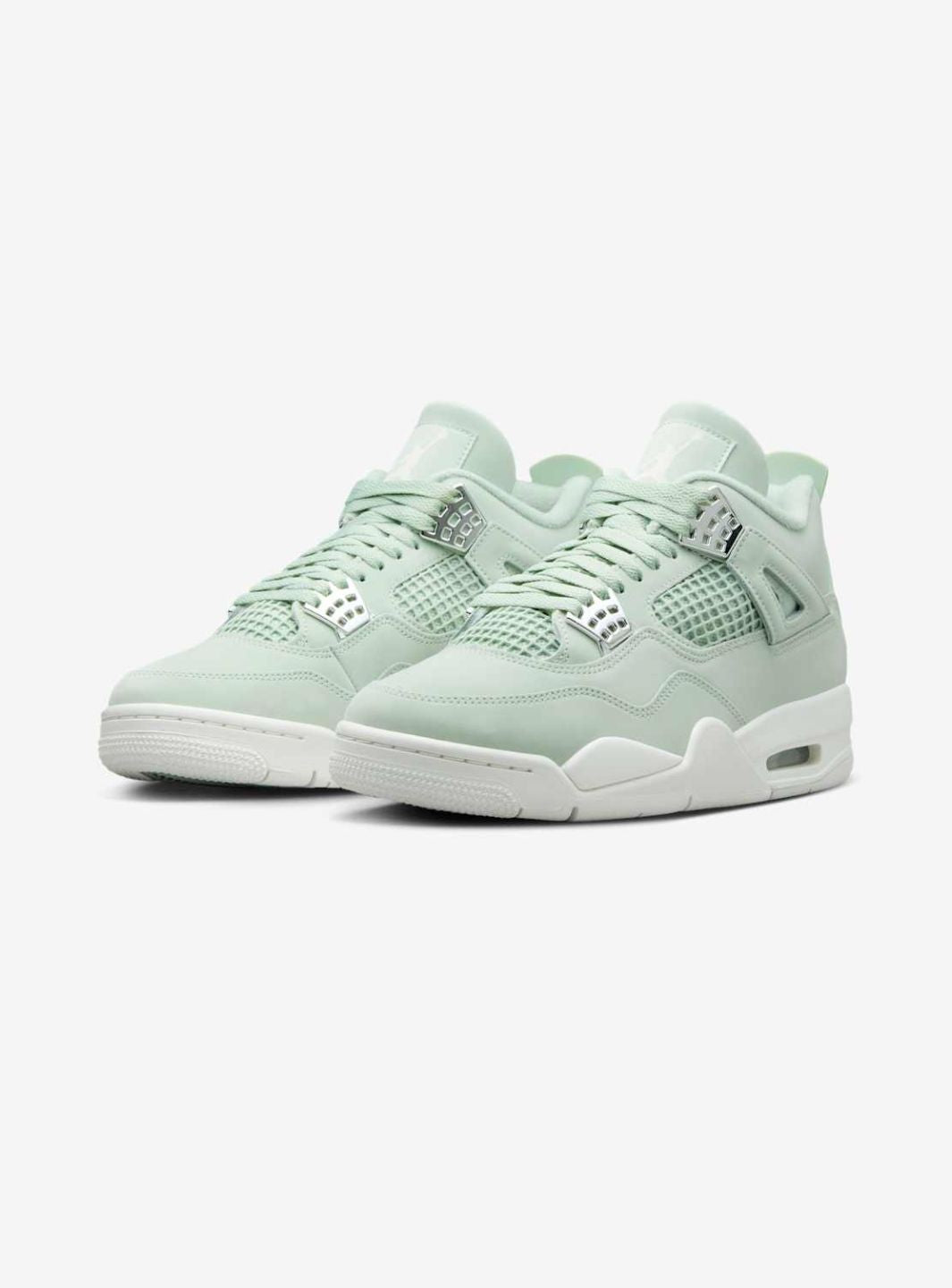 Nike Air Jordan 4 Retro Seafoam Sail sneakers alte in verde acqua bianco - vista frontale