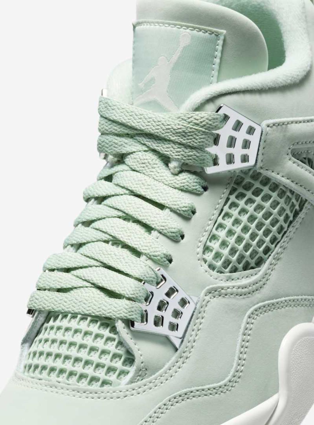Nike Air Jordan 4 Retro Seafoam Sail sneakers alte in verde acqua bianco - dettaglio suola