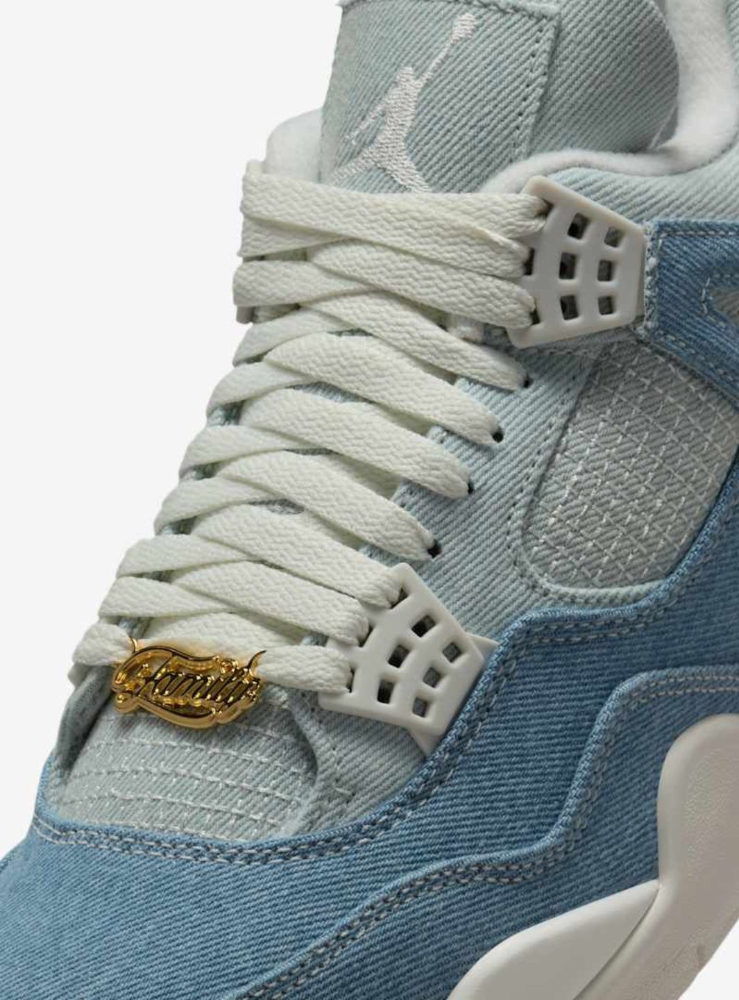 Nike Air Jordan 4 Retro TEX Denim Worn Blue sneakers alte in blu denim - dettaglio suola