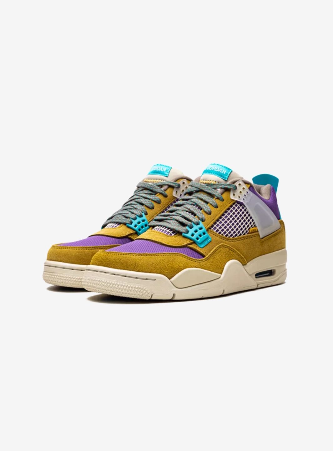 Nike Air Jordan 4 Retro Union Desert Moss sneakers alte in verde beige - vista frontale