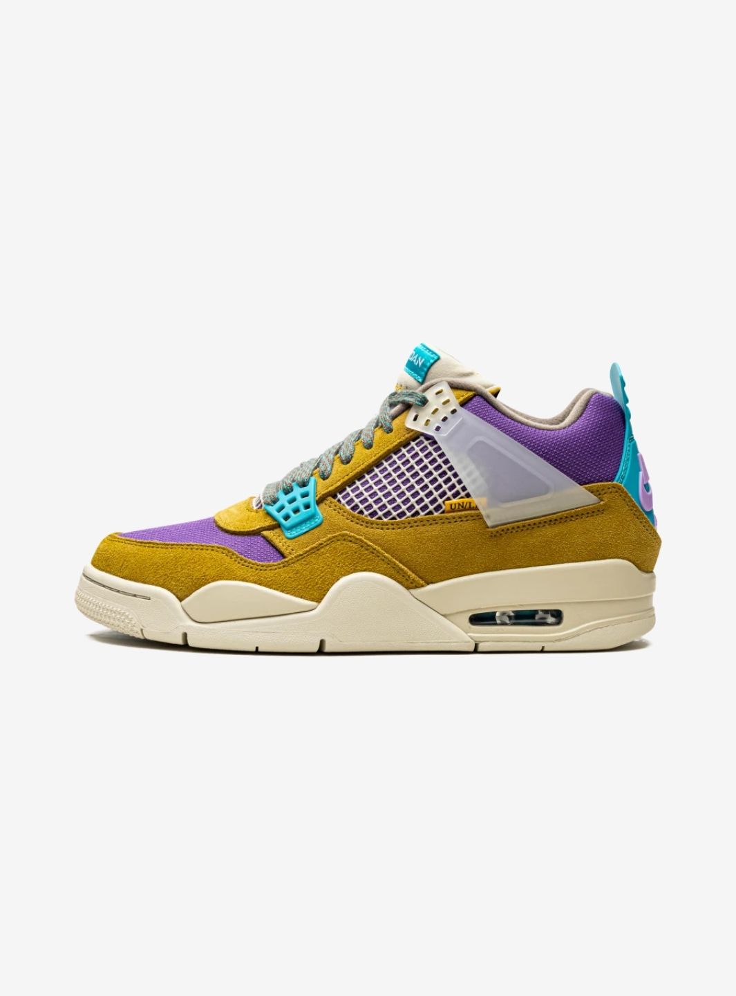 Nike Air Jordan 4 Retro Union Desert Moss sneakers alte in verde beige - vista laterale