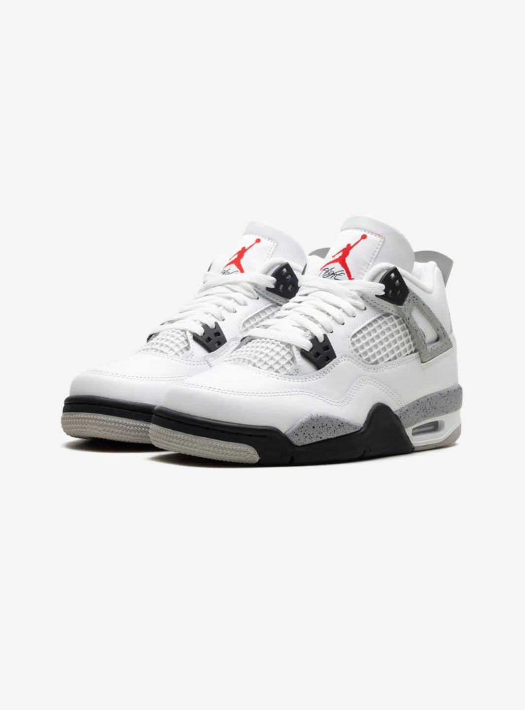 Nike Air Jordan 4 Retro White Cement sneakers alte in bianco grigio - vista frontale