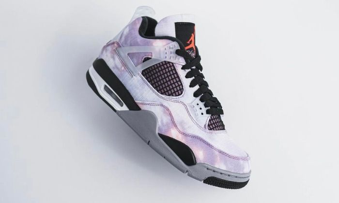 Nike Air Jordan 4 Retro Zen Master sneakers alte in grigio verde - vista laterale