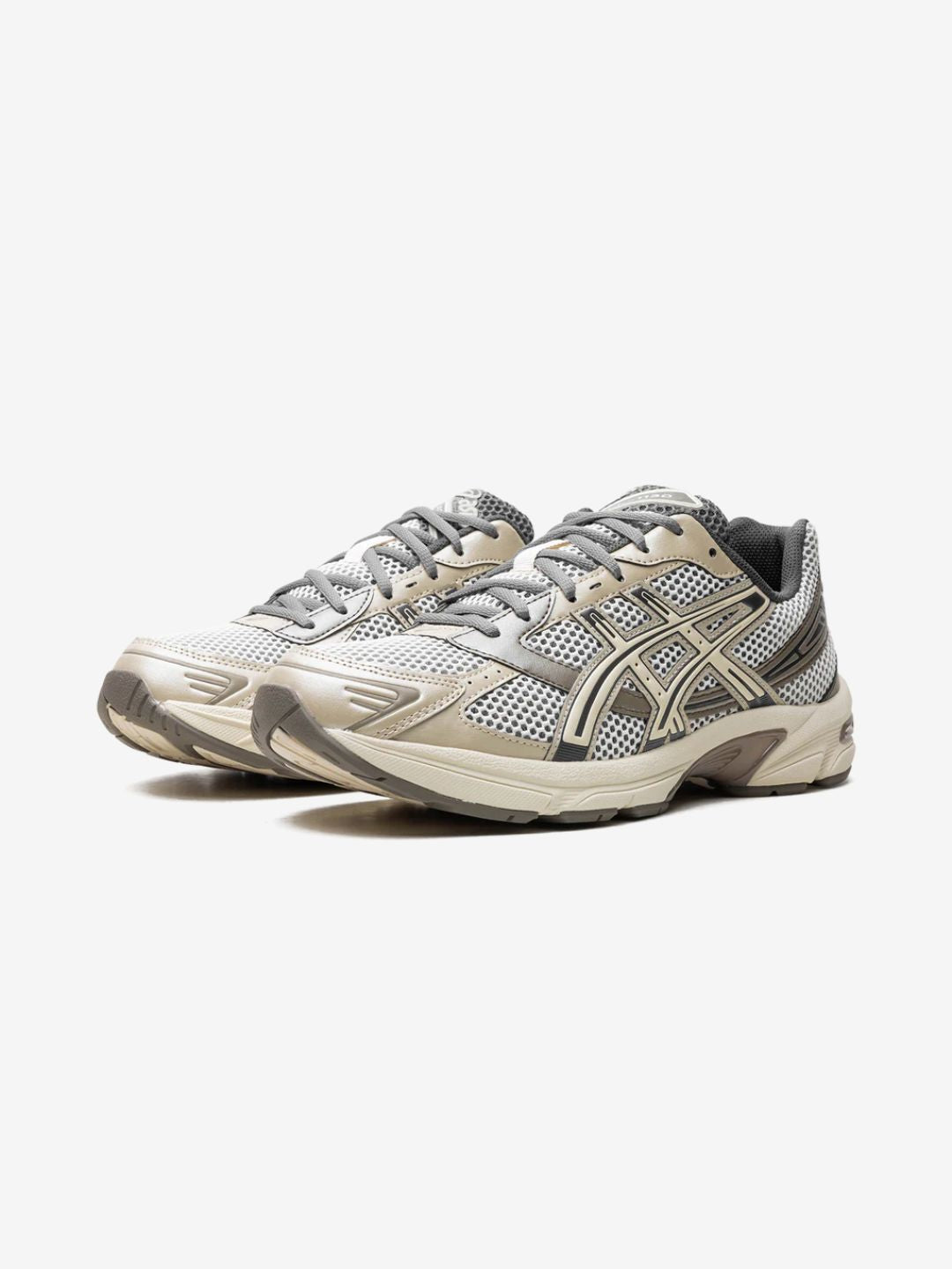 Asics Gel-1130 Birch Dark Taupe sneakers basse uomo e donna in mesh e pelle sintetica beige tortora, vista frontale