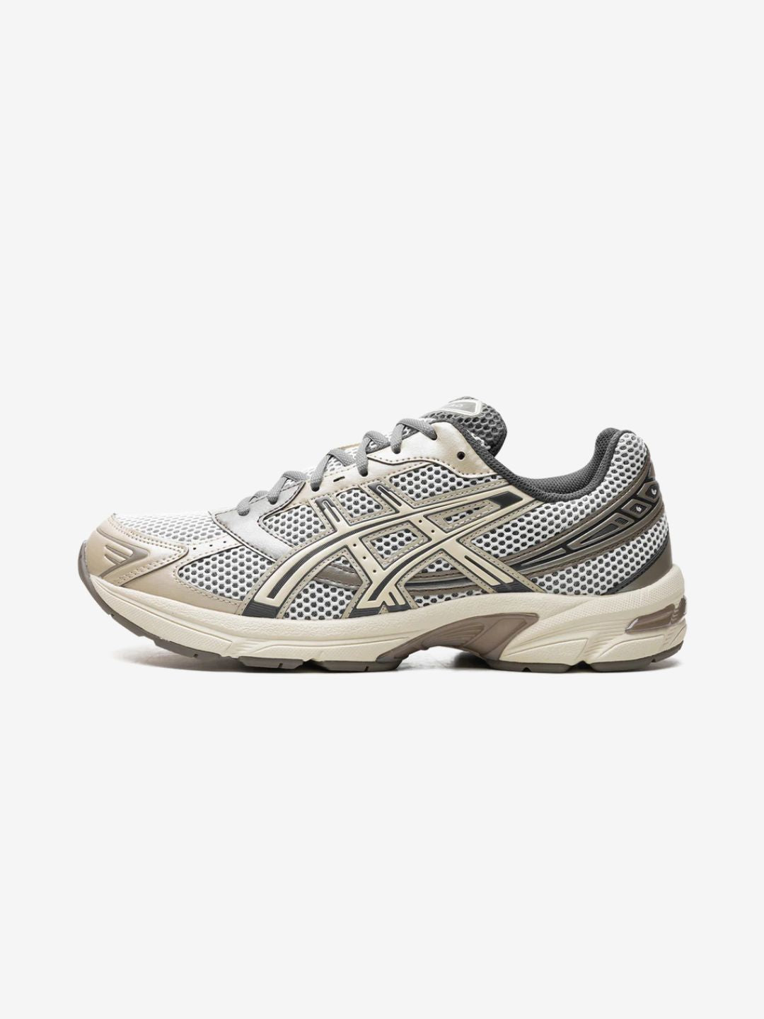 Asics Gel-1130 Birch Dark Taupe sneakers basse uomo e donna in mesh e pelle sintetica beige tortora, vista laterale