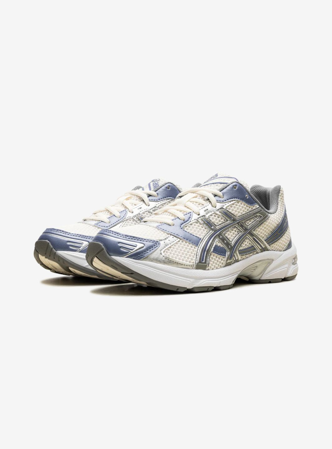 Asics Gel-1130 Cream Blueberry sneakers basse uomo e donna in mesh e pelle sintetica crema blu, vista frontale